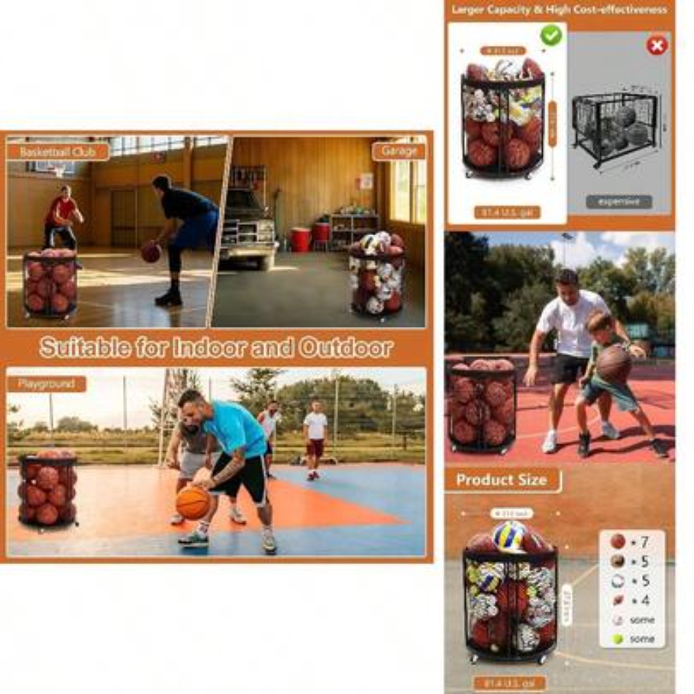 Sports Equipment Football - Carrito de Almacenamiento de Pelotas Resistente